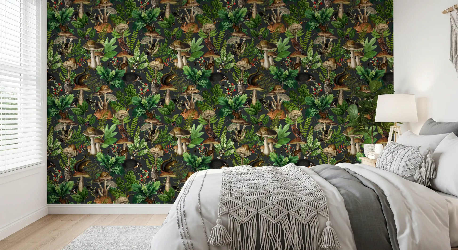 Vintage Forest Creatures and Fungi Wallpaper⁠