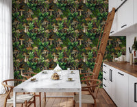 Vintage Forest Creatures and Fungi Wallpaper⁠