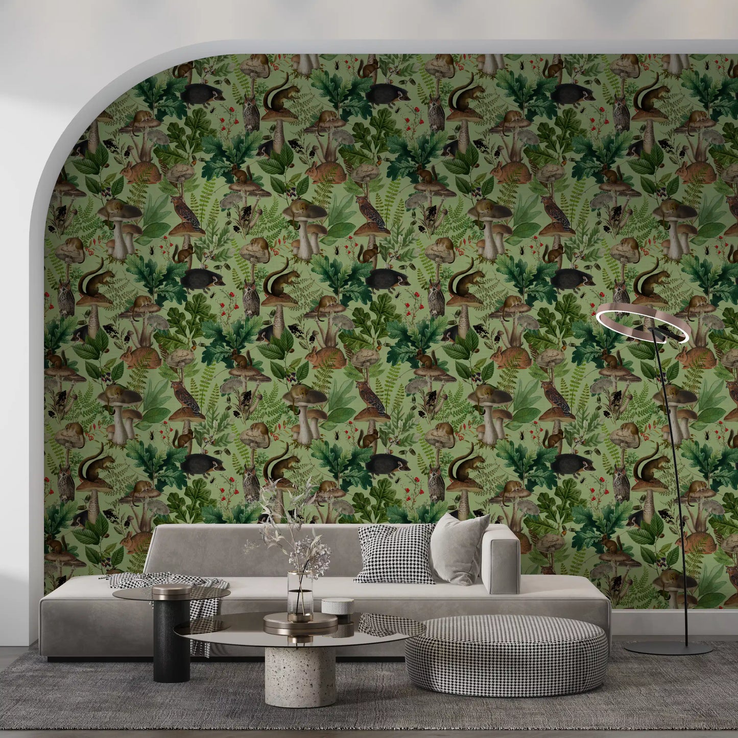 Botanical Woodland Mushroom Grove Wallpaper⁠
