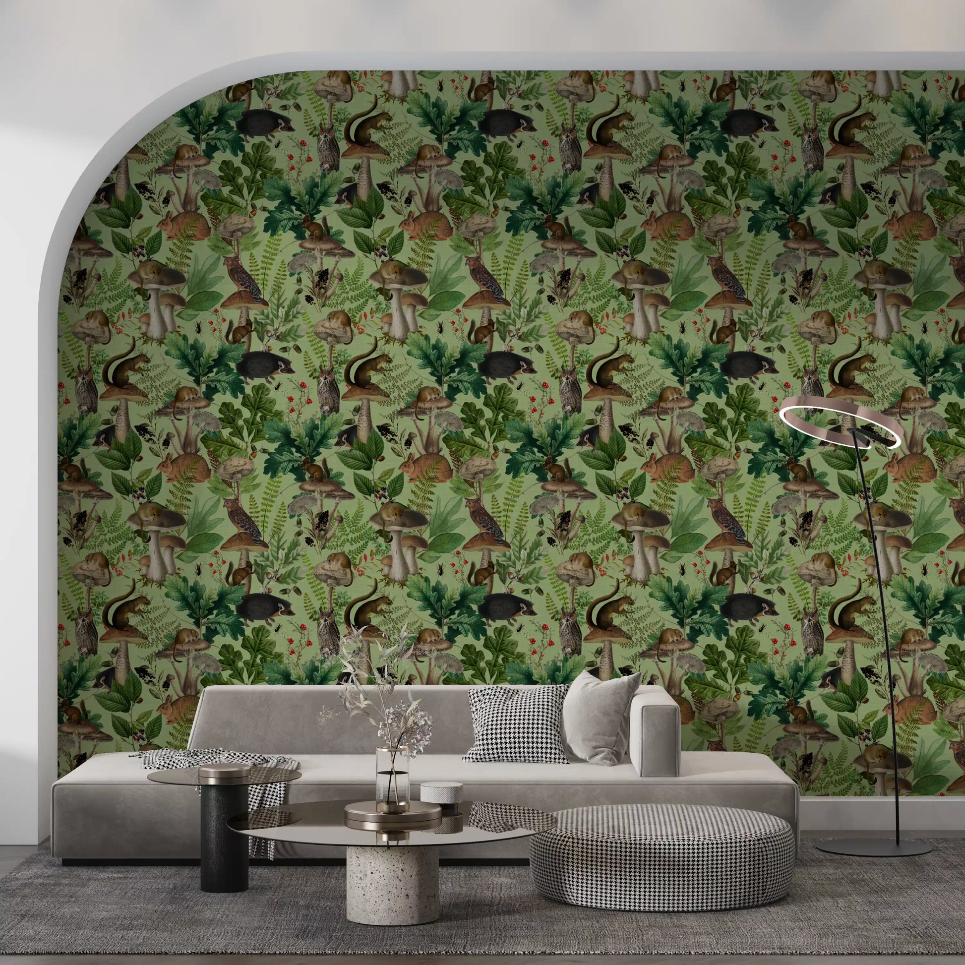 Botanical Woodland Mushroom Grove Wallpaper⁠