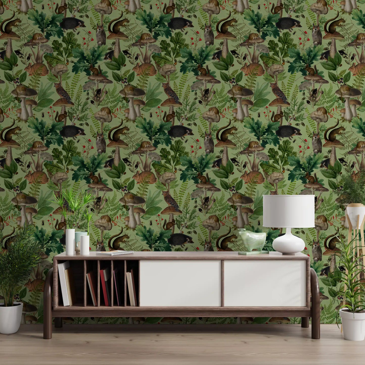 Botanical Woodland Mushroom Grove Wallpaper⁠