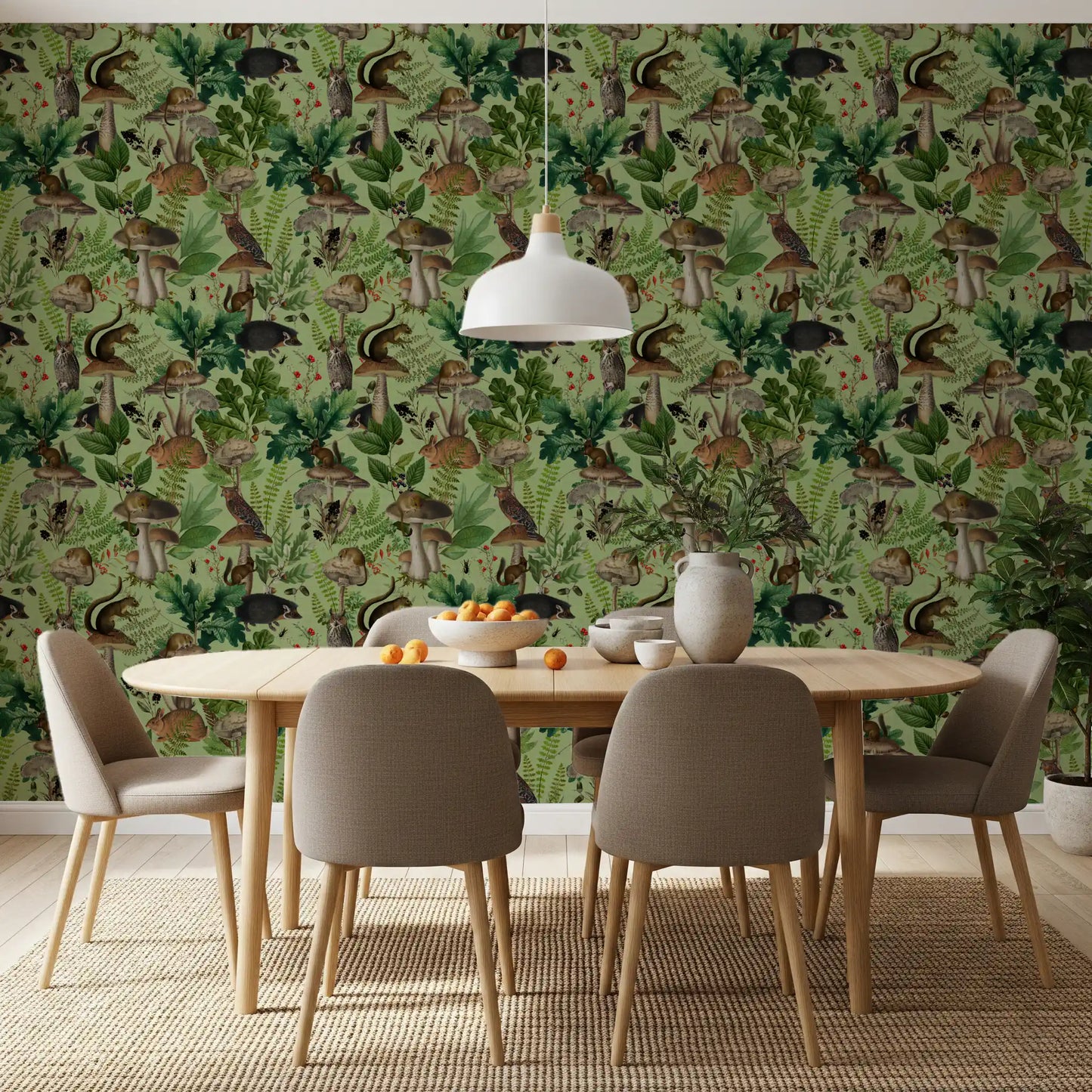 Botanical Woodland Mushroom Grove Wallpaper⁠