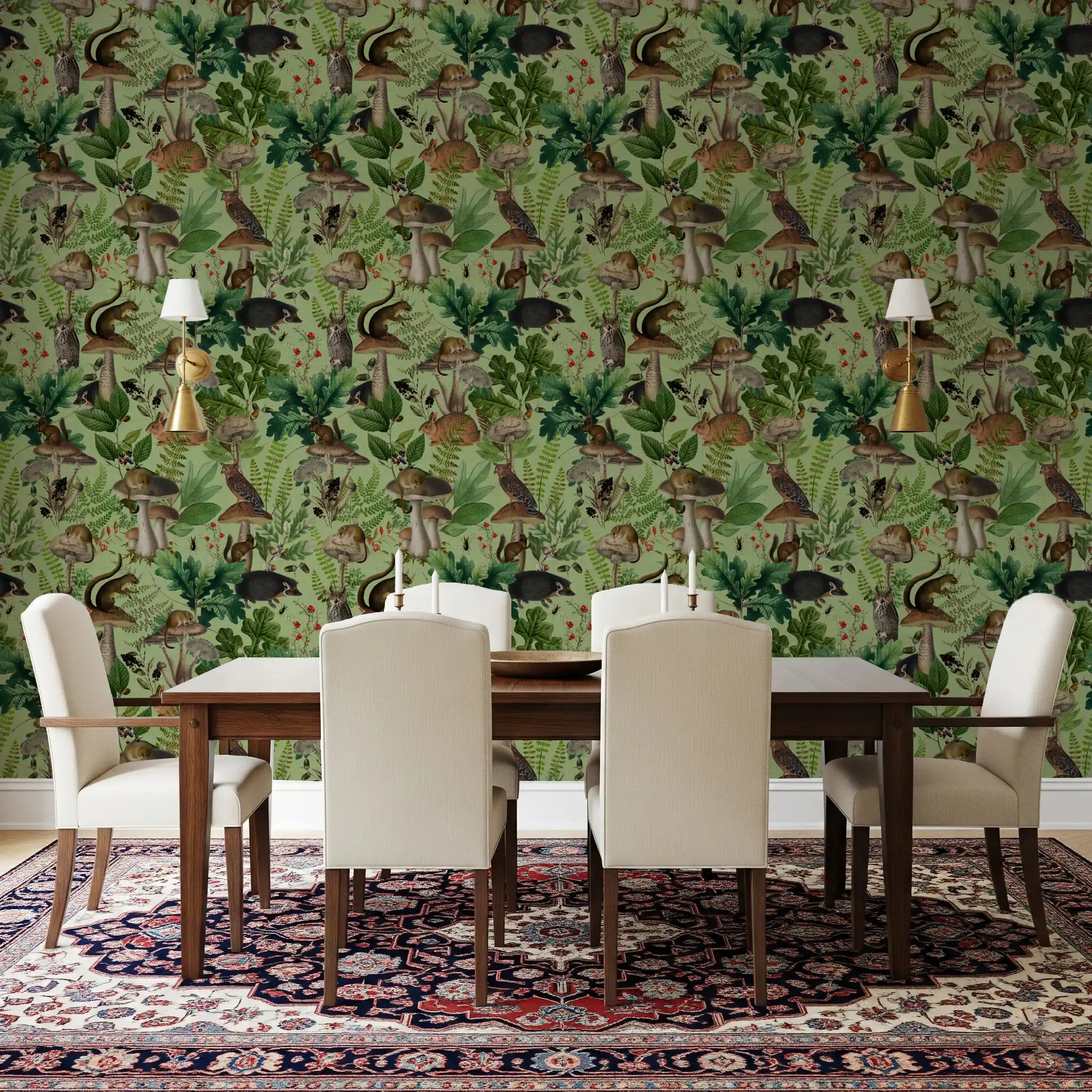 Botanical Woodland Mushroom Grove Wallpaper⁠