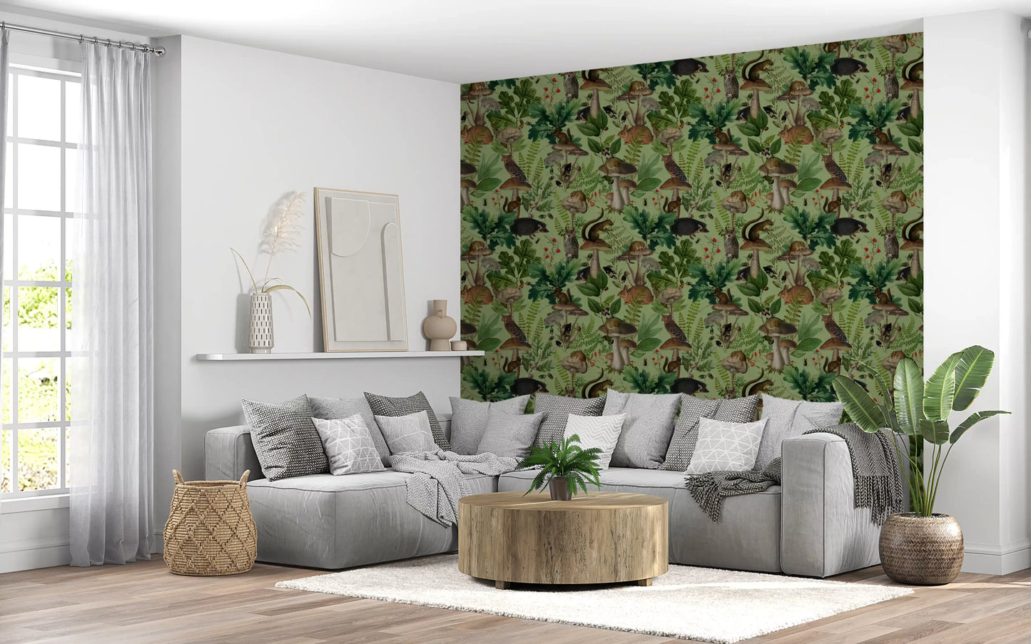 Botanical Woodland Mushroom Grove Wallpaper⁠