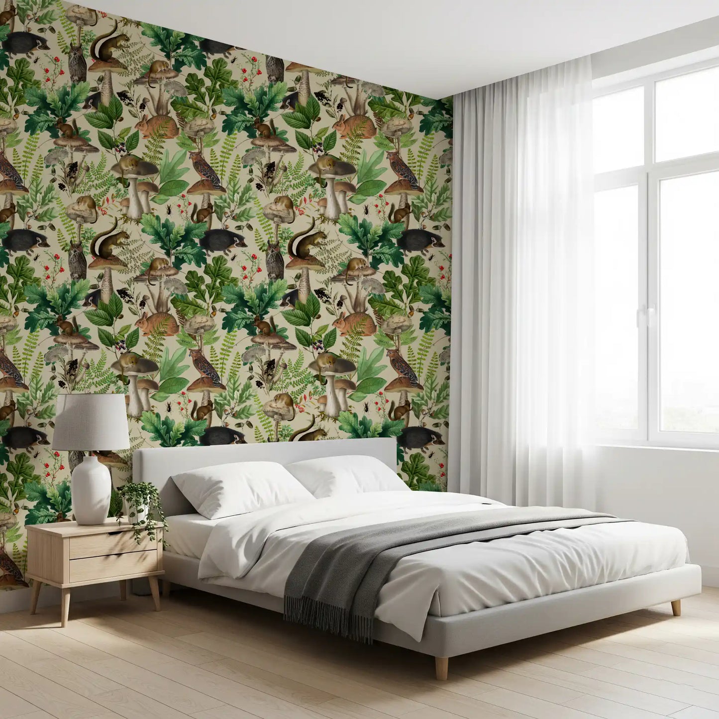 Enchanted Woodland Flora and Fauna Wallpaper⁠