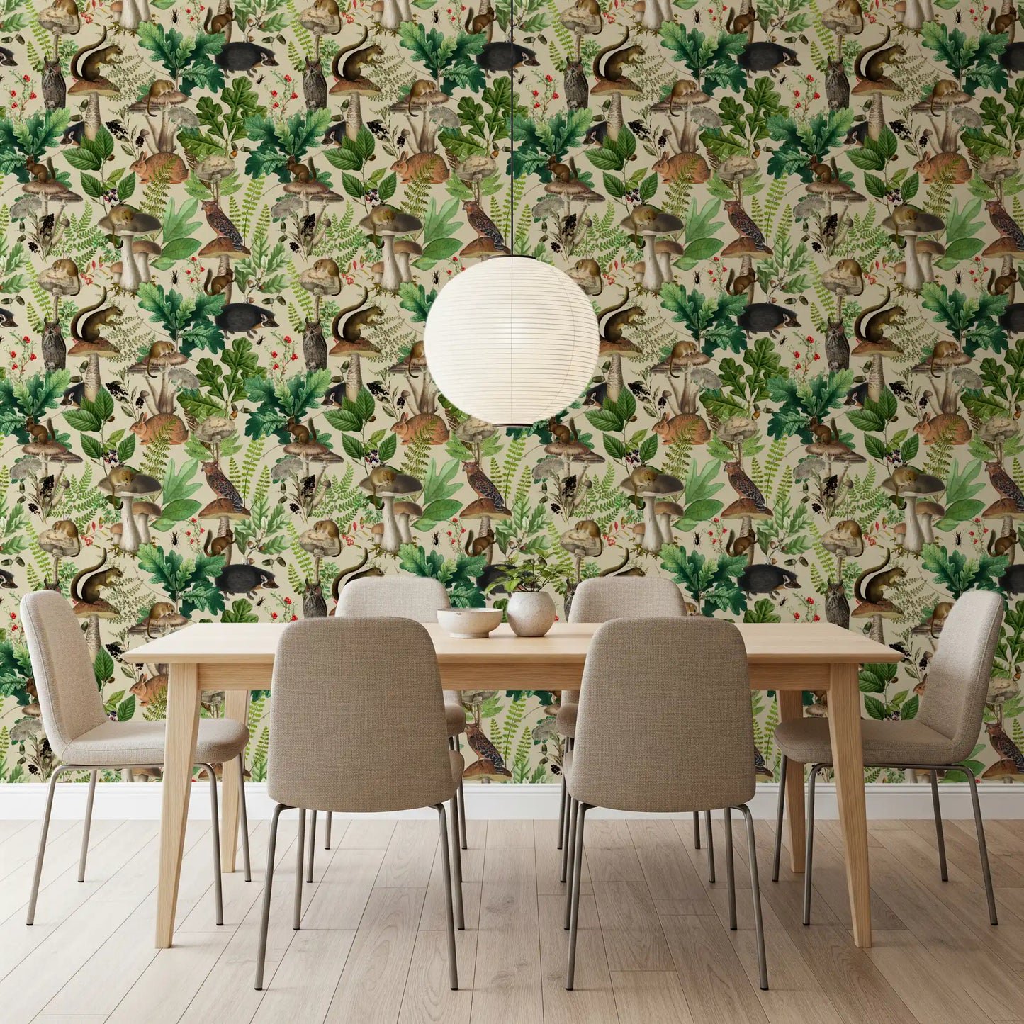 Enchanted Woodland Flora and Fauna Wallpaper⁠
