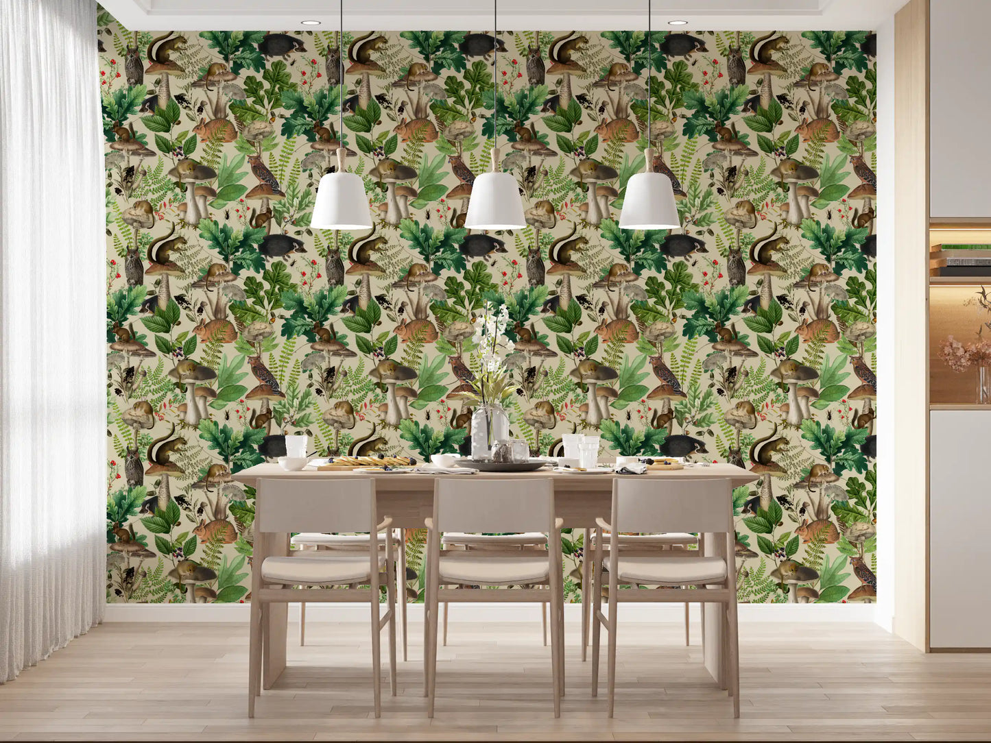 Enchanted Woodland Flora and Fauna Wallpaper⁠