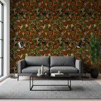 Rustic Woodland Creatures and Fungi Tapestry Wallpaper⁠