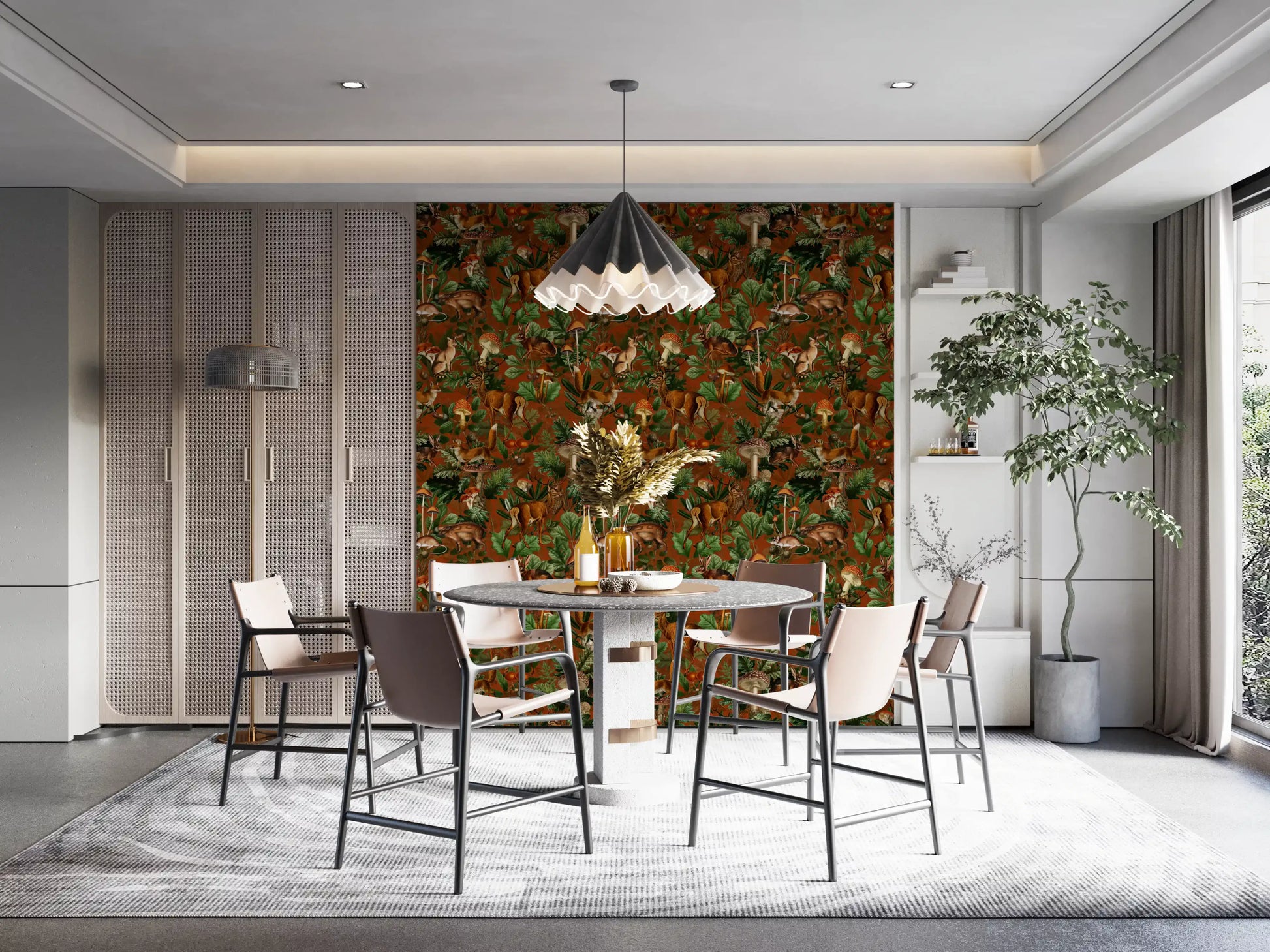 Rustic Woodland Creatures and Fungi Tapestry Wallpaper⁠