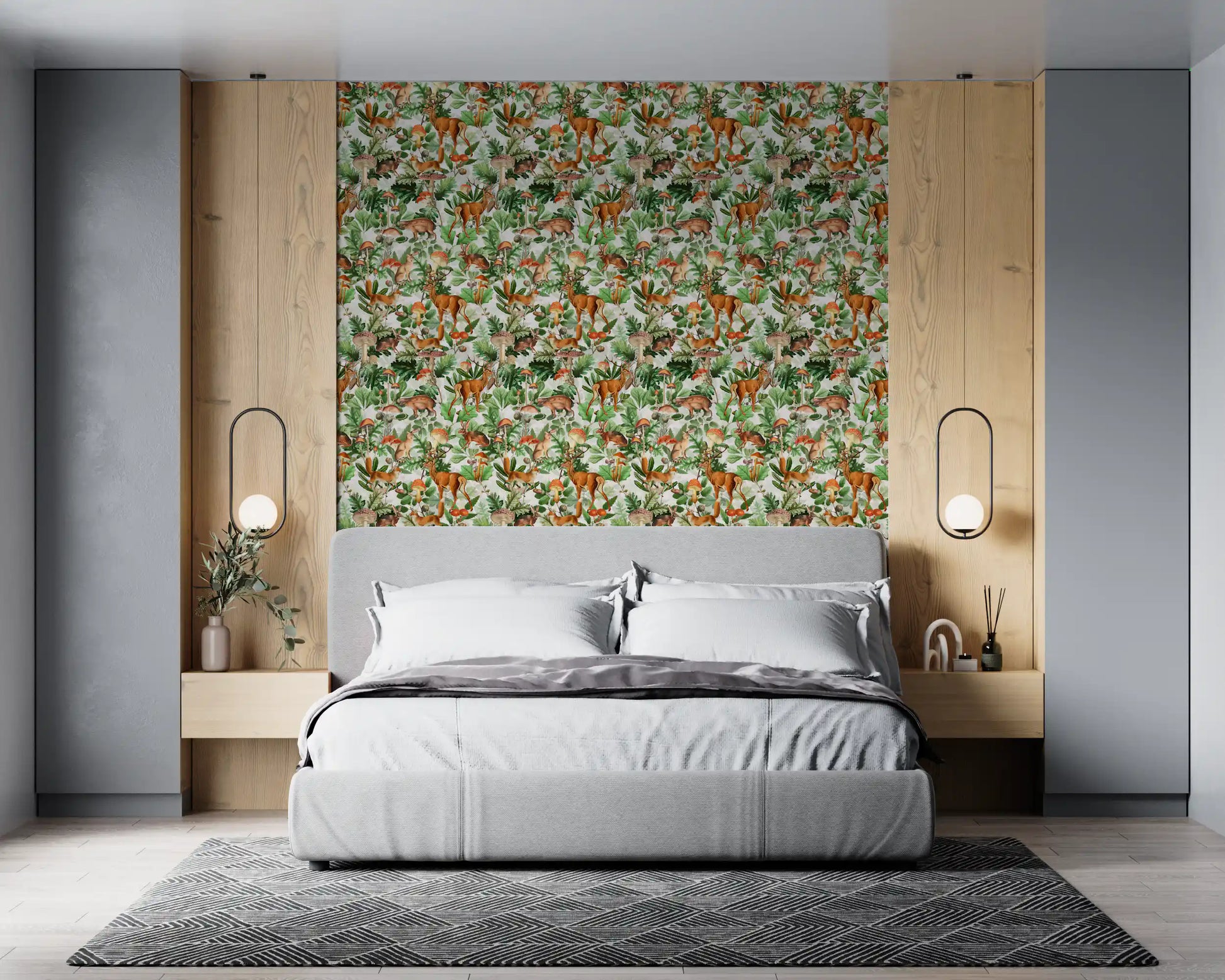 Rustic Forest Creatures and Fungi Tapestry Wallpaper⁠
