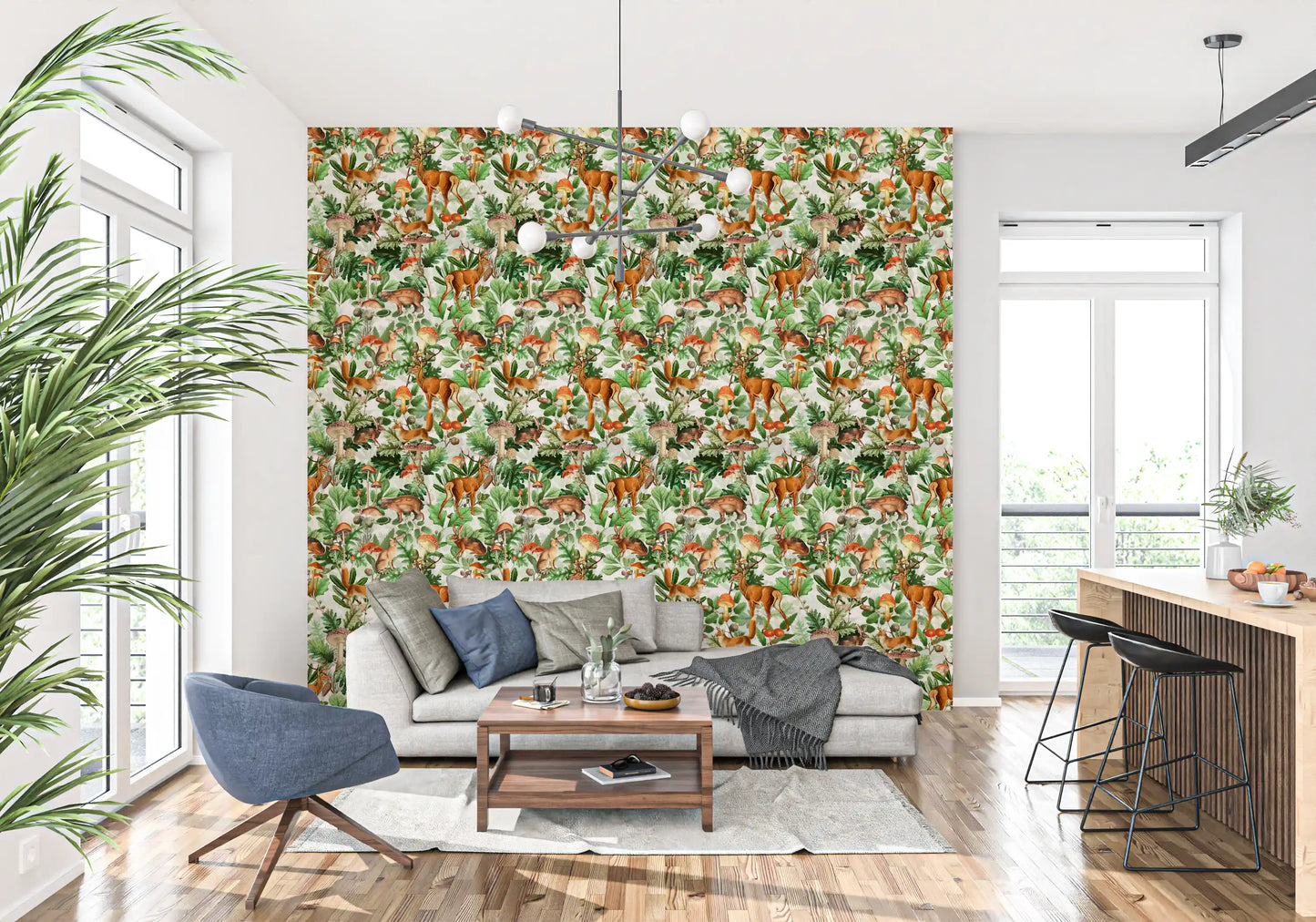 Rustic Forest Creatures and Fungi Tapestry Wallpaper⁠