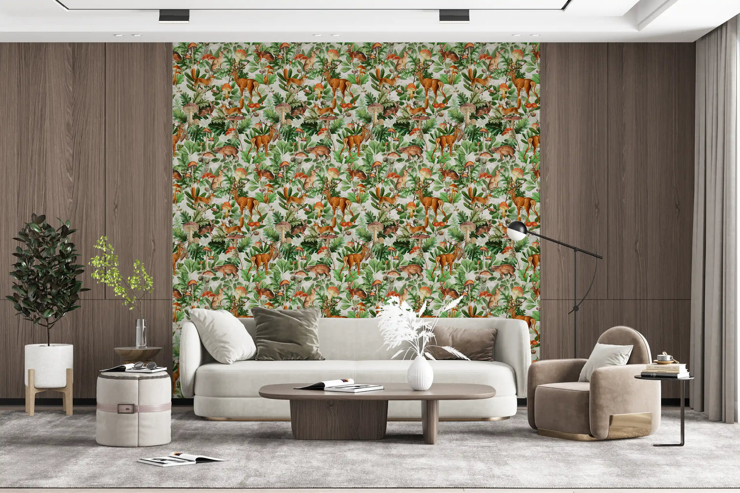 Rustic Forest Creatures and Fungi Tapestry Wallpaper⁠