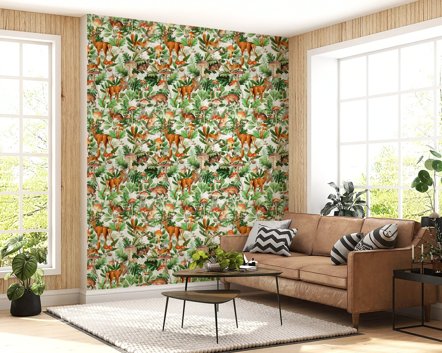 Rustic Forest Creatures and Fungi Tapestry Wallpaper⁠
