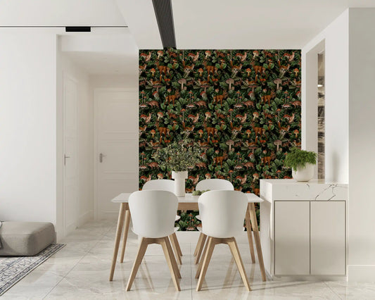 Enchanted Woodland Wildlife Forest Scene Wallpaper⁠