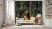 Midnight Forest Campfire Friends Wall Mural