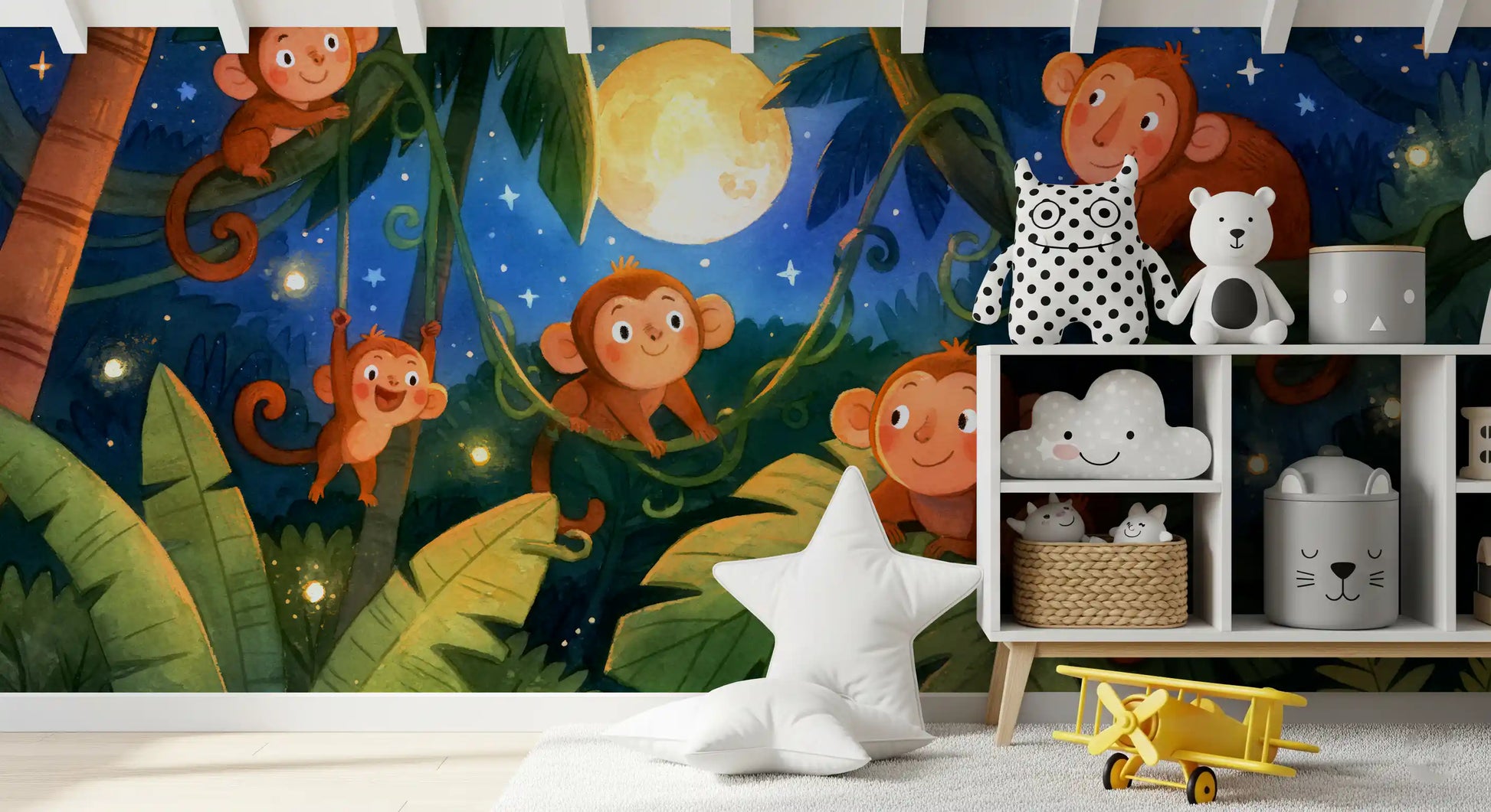 Starlit Jungle Monkey Paradise Wall Mural