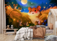 Midnight Hamster Forest Firefly Gathering Wall Mural
