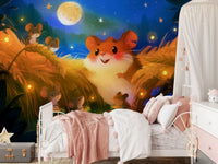 Midnight Hamster Forest Firefly Gathering Wall Mural