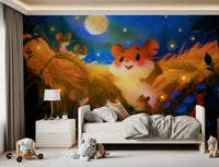 Midnight Hamster Forest Firefly Gathering Wall Mural
