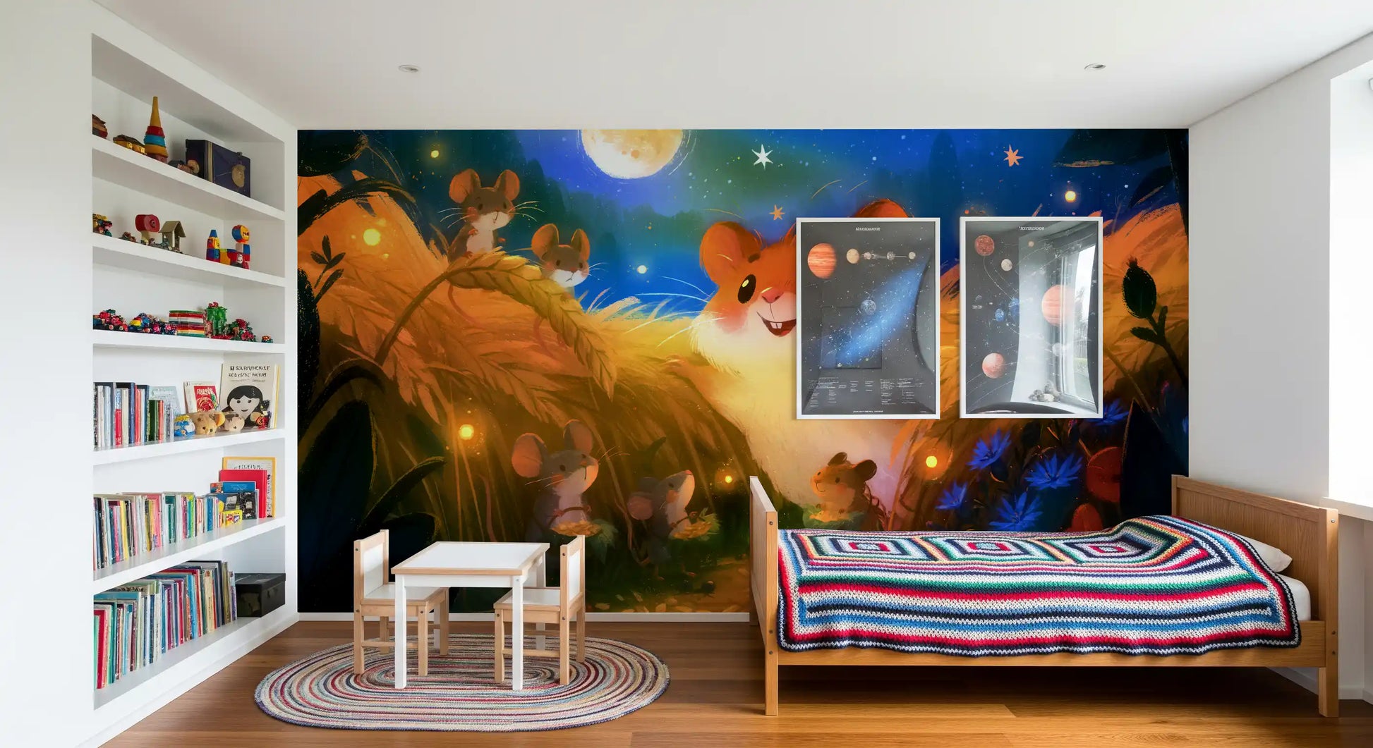 Midnight Hamster Forest Firefly Gathering Wall Mural
