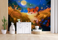 Midnight Hamster Forest Firefly Gathering Wall Mural