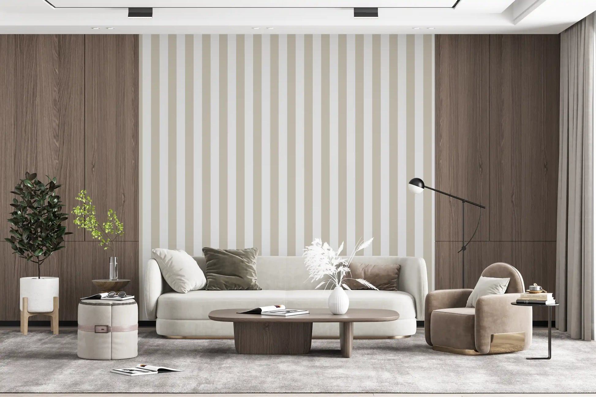 Classic Neutral Vertical Stripes Wallpaper⁠