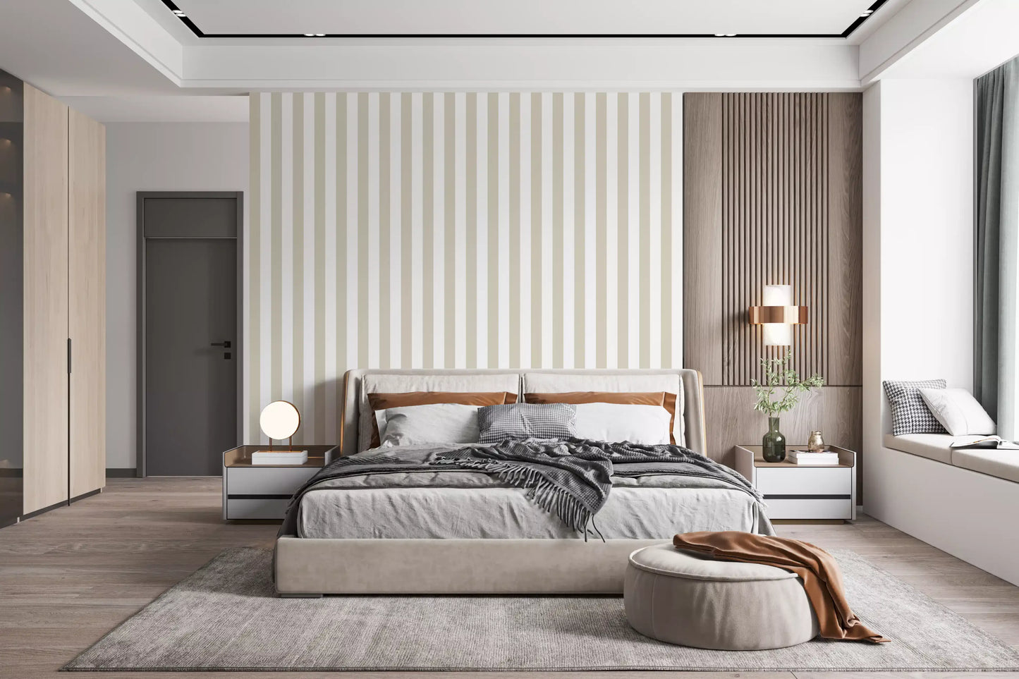 Classic Neutral Vertical Stripes Wallpaper⁠