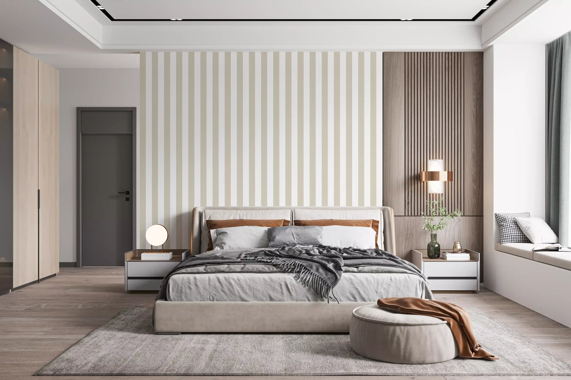 Classic Neutral Vertical Stripes Wallpaper⁠