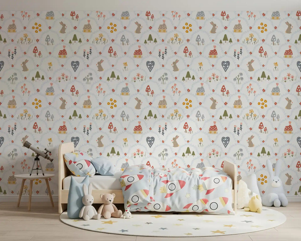 Fairytale Meadow in Blue Wallpaper⁠