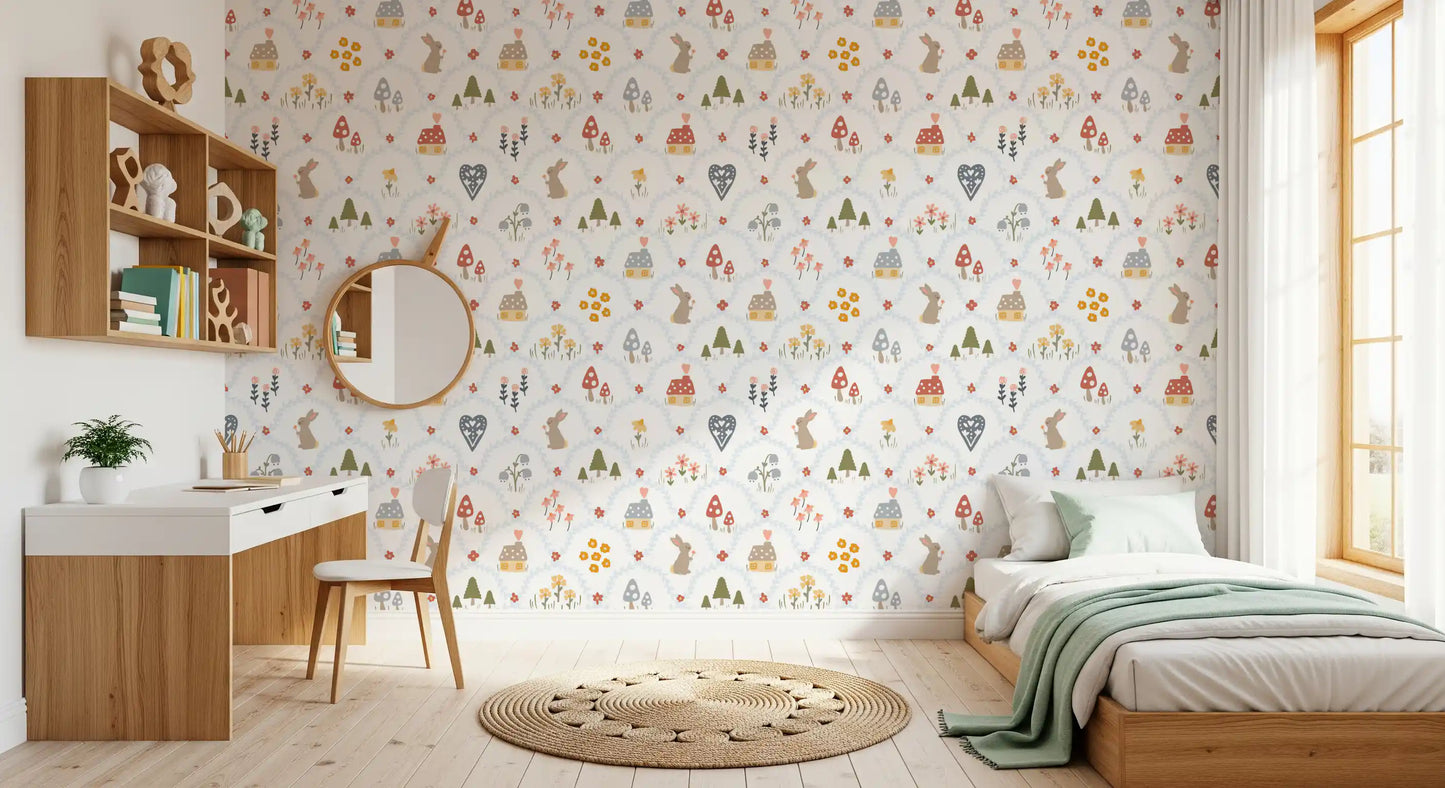 Fairytale Meadow in Blue Wallpaper⁠