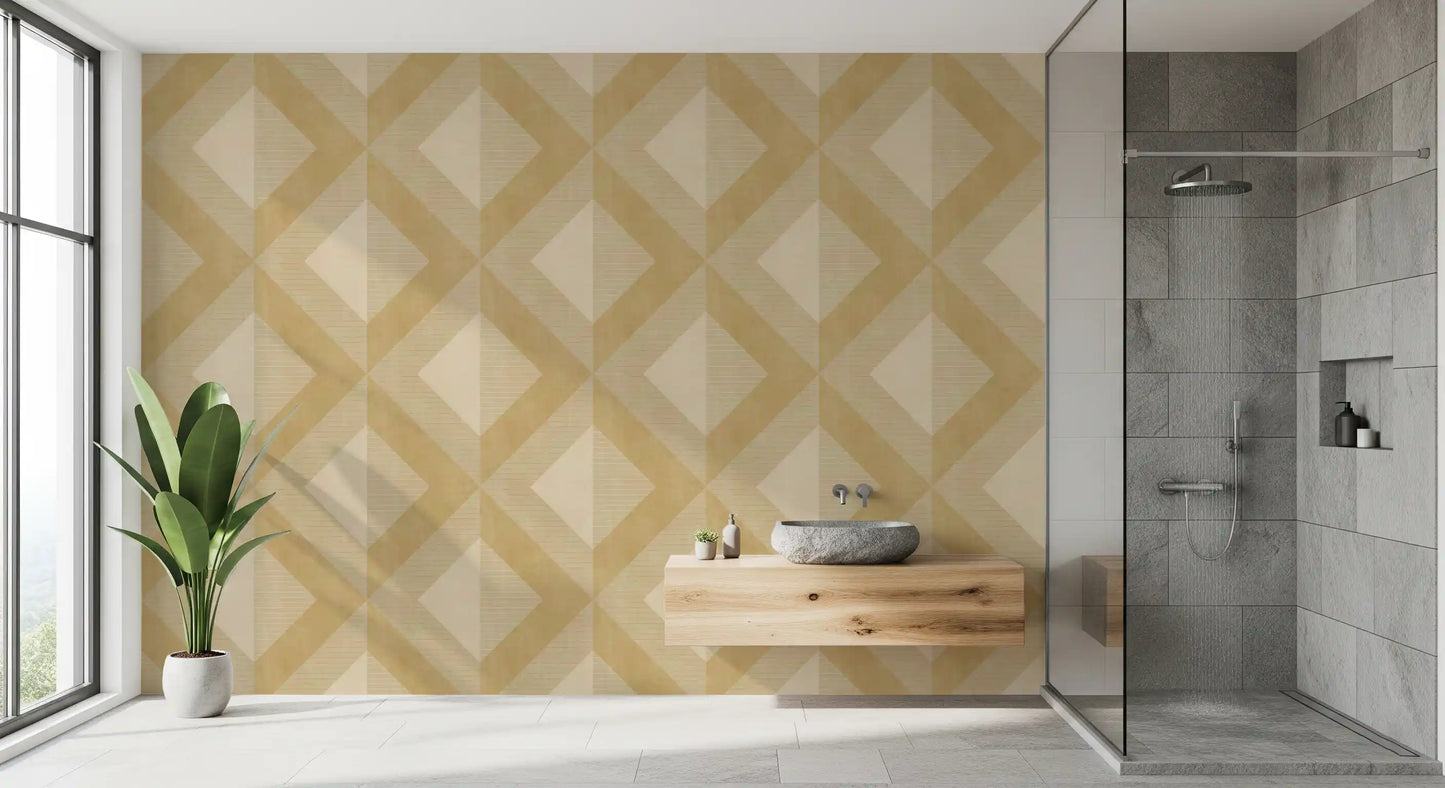 Golden Geometric Diamond Motif Wallpaper⁠