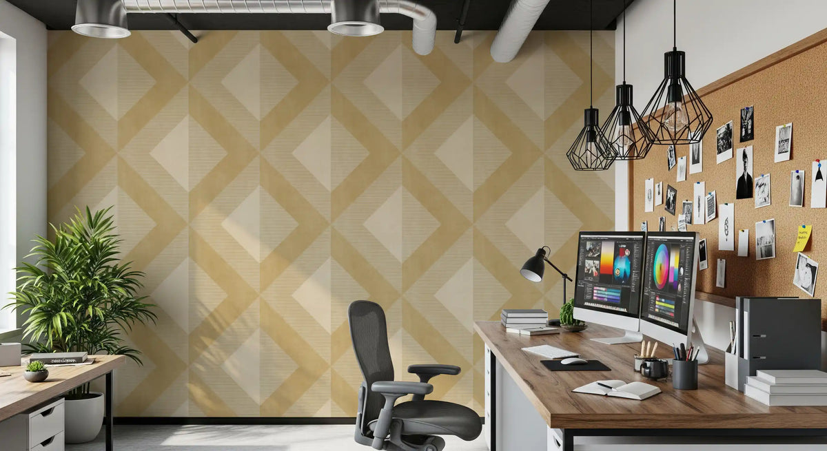 Golden Geometric Diamond Motif Wallpaper⁠