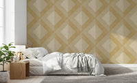 Golden Geometric Diamond Motif Wallpaper⁠