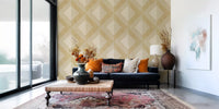 Golden Geometric Diamond Motif Wallpaper⁠