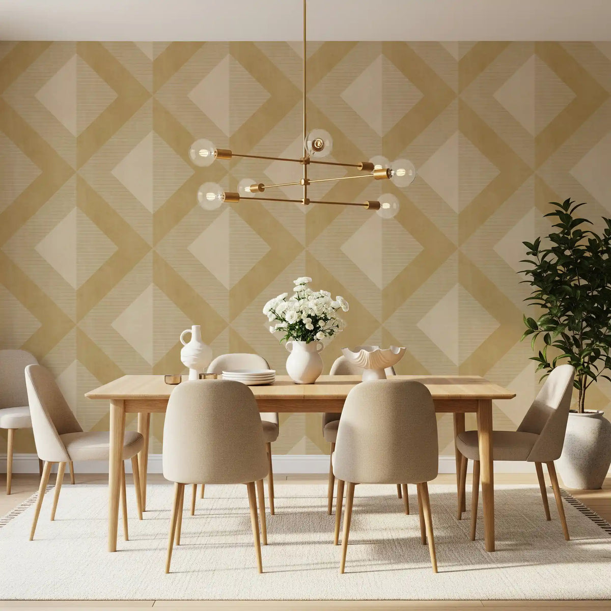 Golden Geometric Diamond Motif Wallpaper⁠