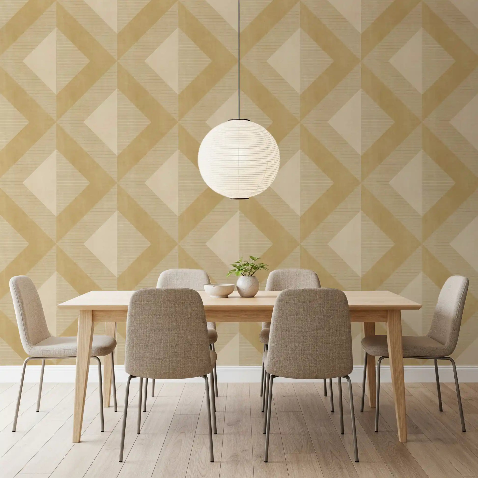 Golden Geometric Diamond Motif Wallpaper⁠