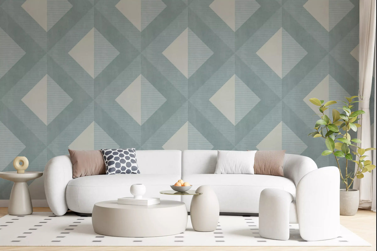 Cerulean Geometric Diamond Layer Wallpaper⁠