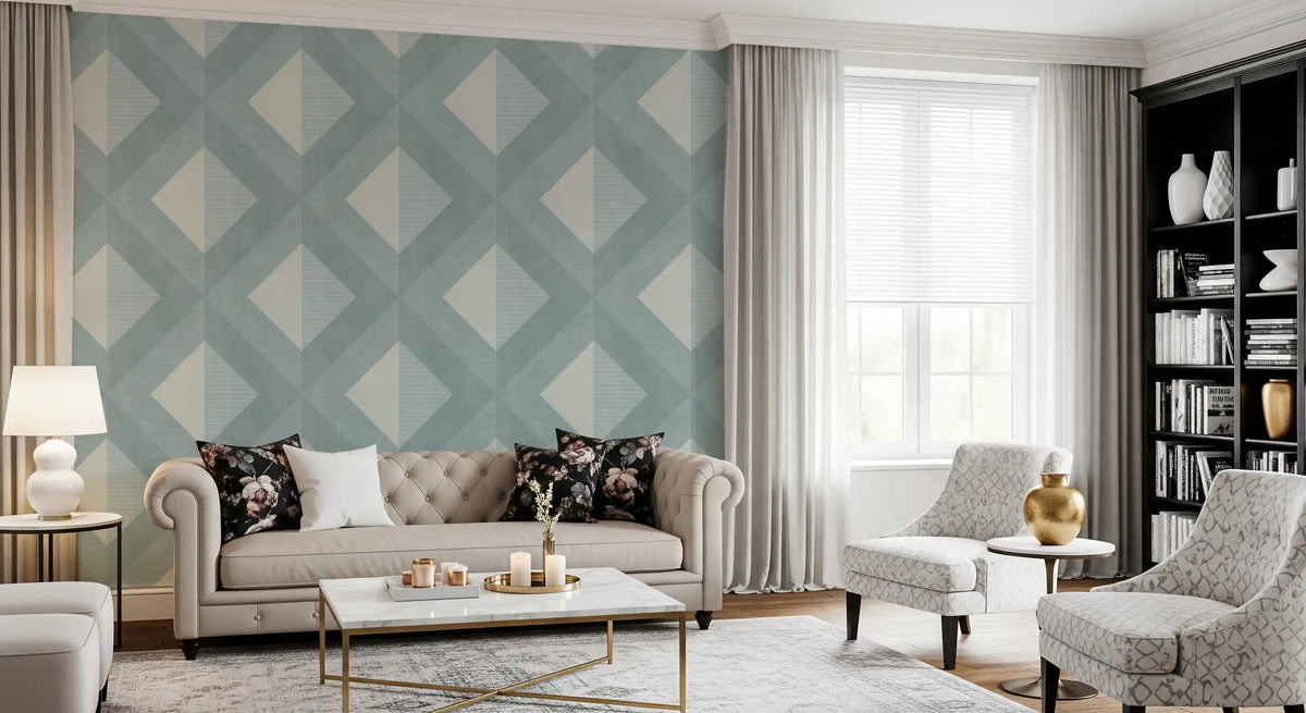 Cerulean Geometric Diamond Layer Wallpaper⁠