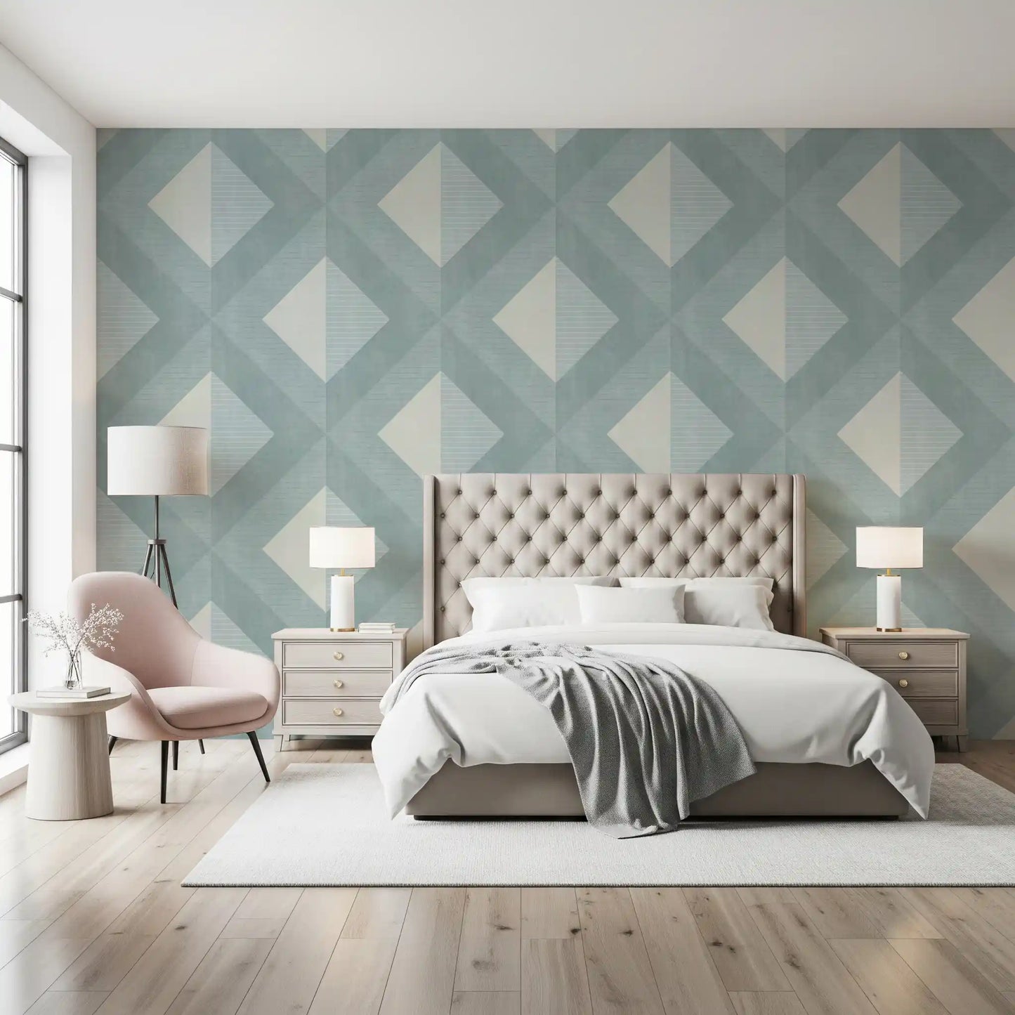Cerulean Geometric Diamond Layer Wallpaper⁠