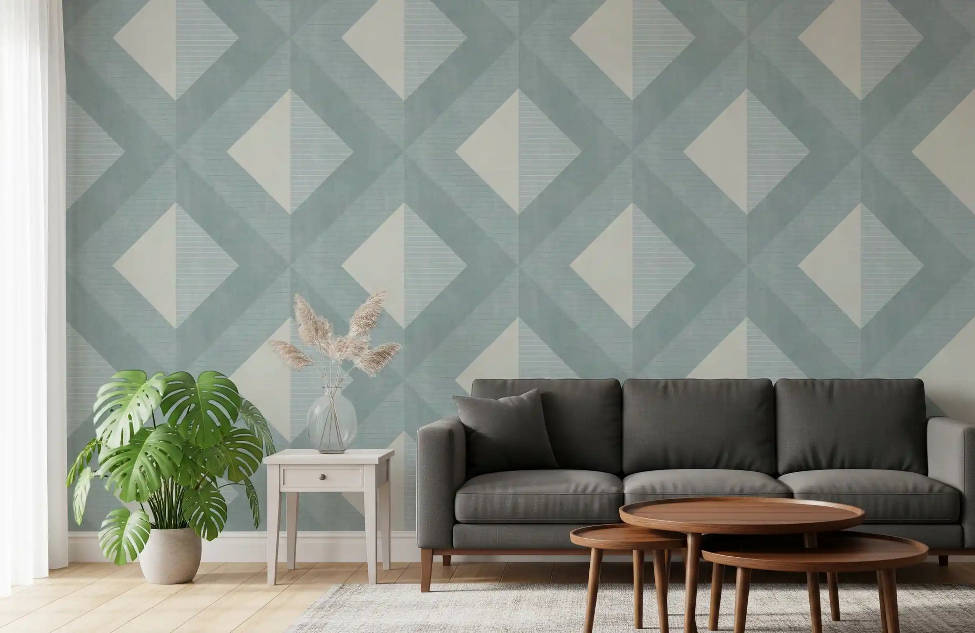 Cerulean Geometric Diamond Layer Wallpaper⁠