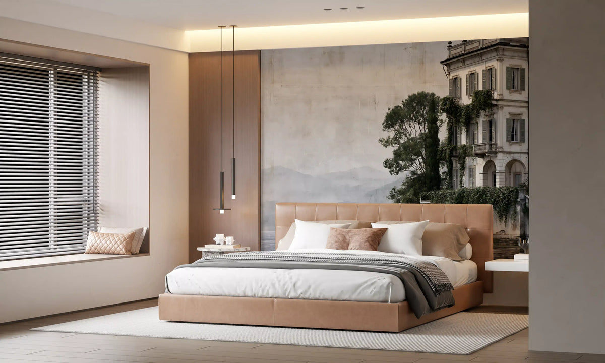 Italian Lakeside Villa Architectural View Wall Mural