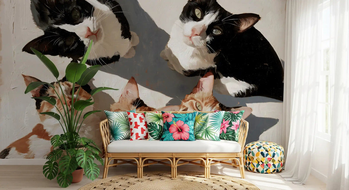 Gathering of Feline Friends Wall Mural