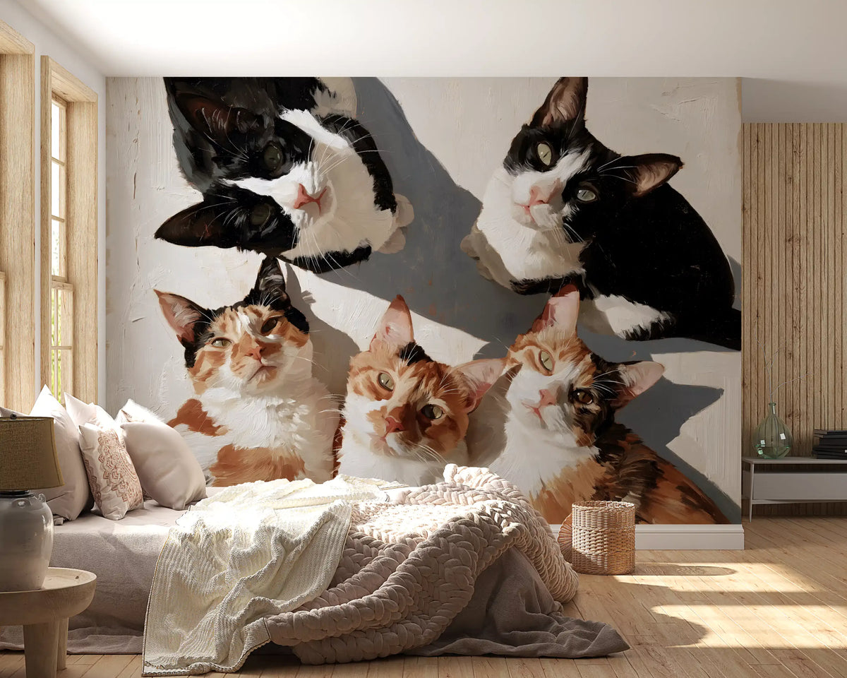 Gathering of Feline Friends Wall Mural