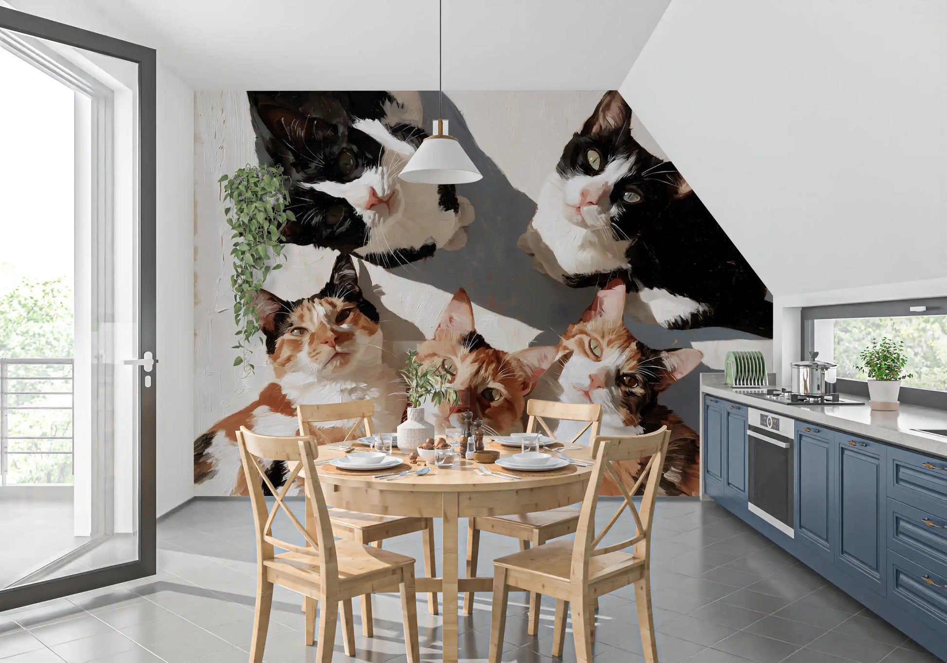 Gathering of Feline Friends Wall Mural