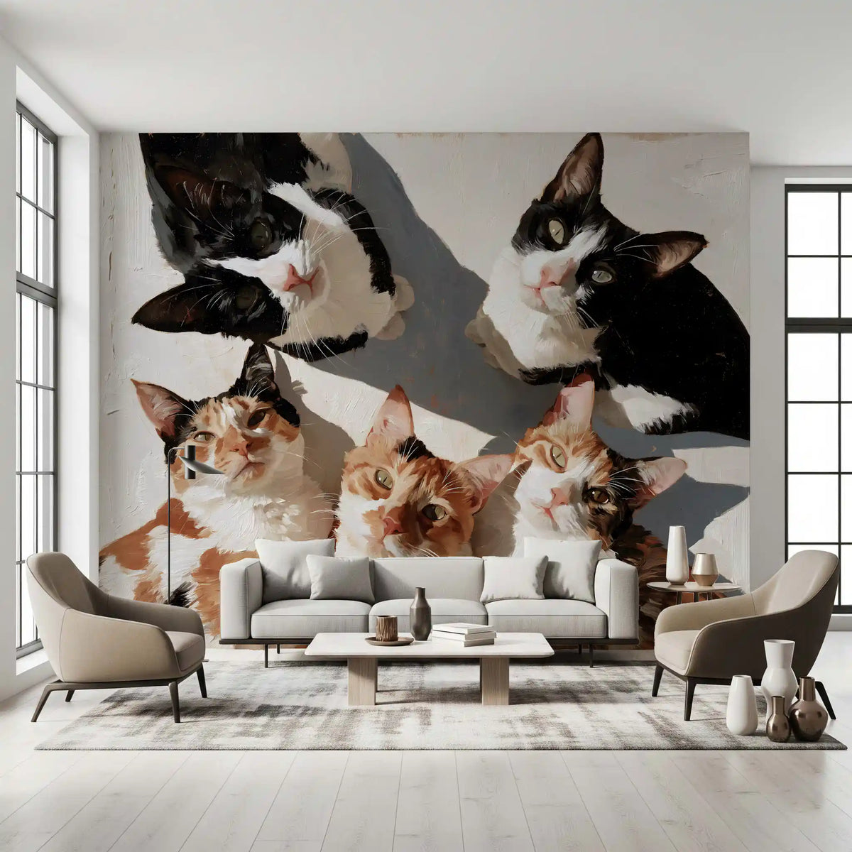 Gathering of Feline Friends Wall Mural