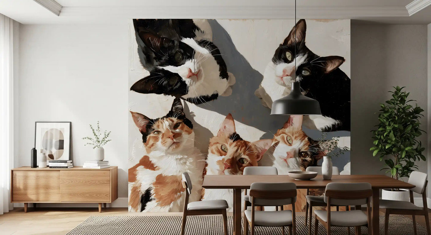 Gathering of Feline Friends Wall Mural