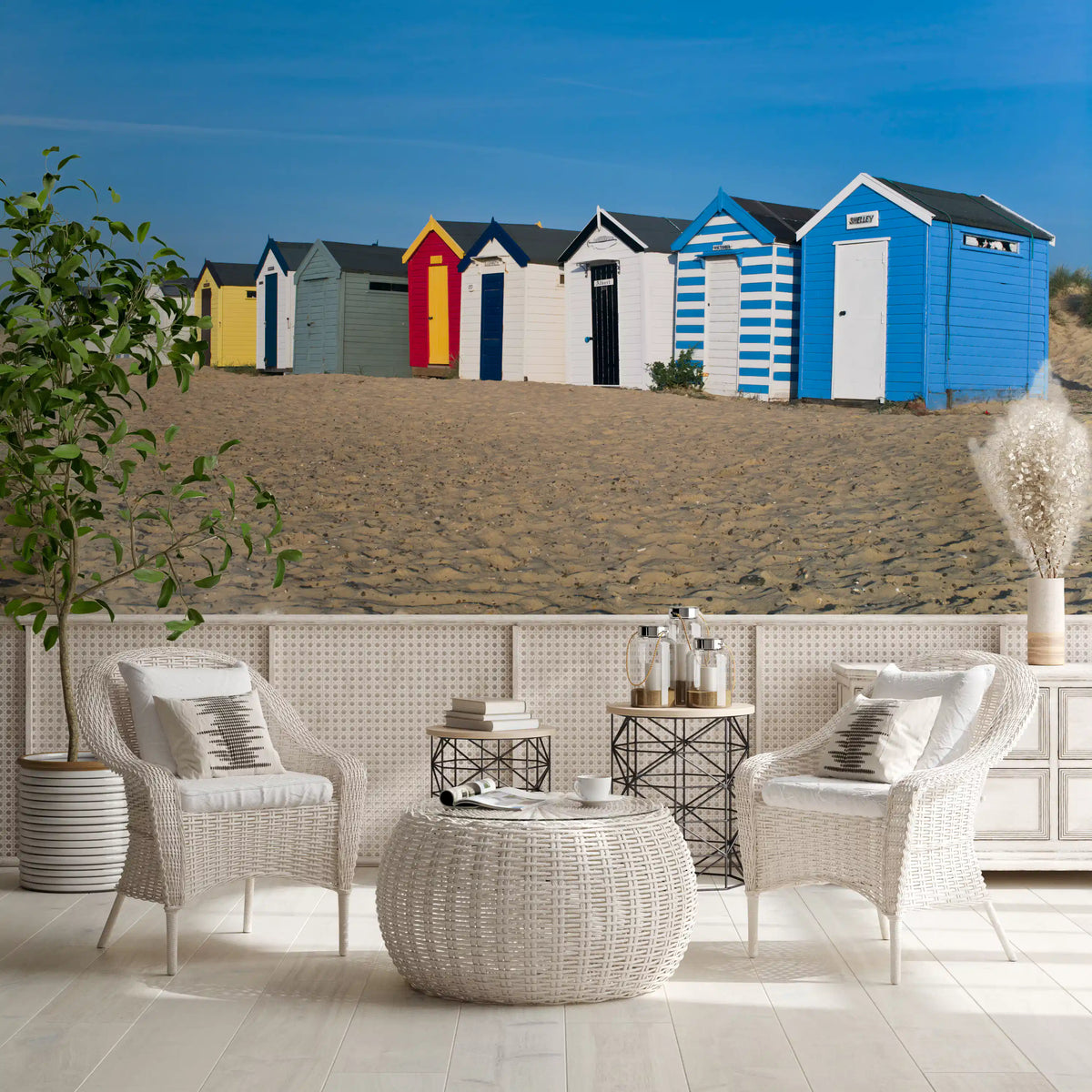 Summer Seaside Shelters Wall Mural