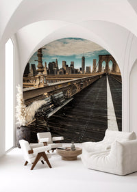 Brooklyn Bridge Pedestrian Walkway Skyline Wall Mural