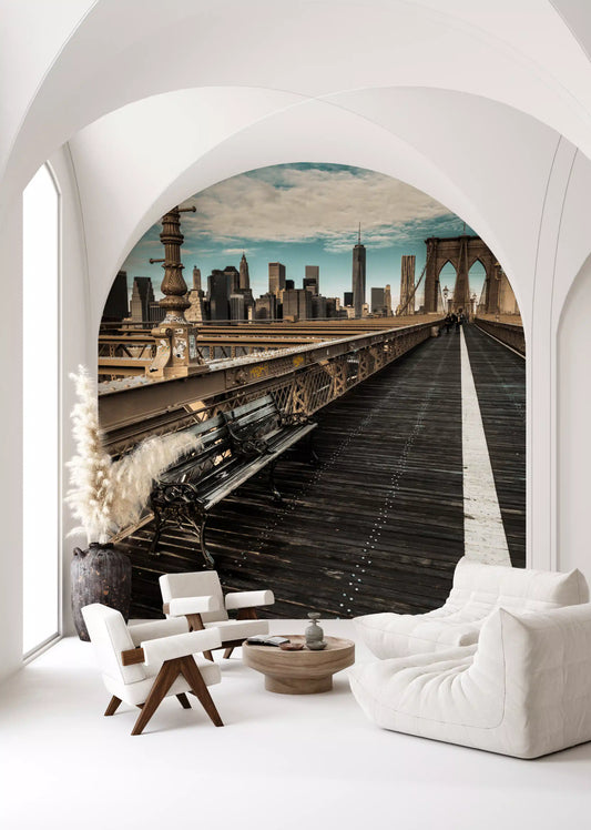 Brooklyn Bridge Pedestrian Walkway Skyline Wall Mural
