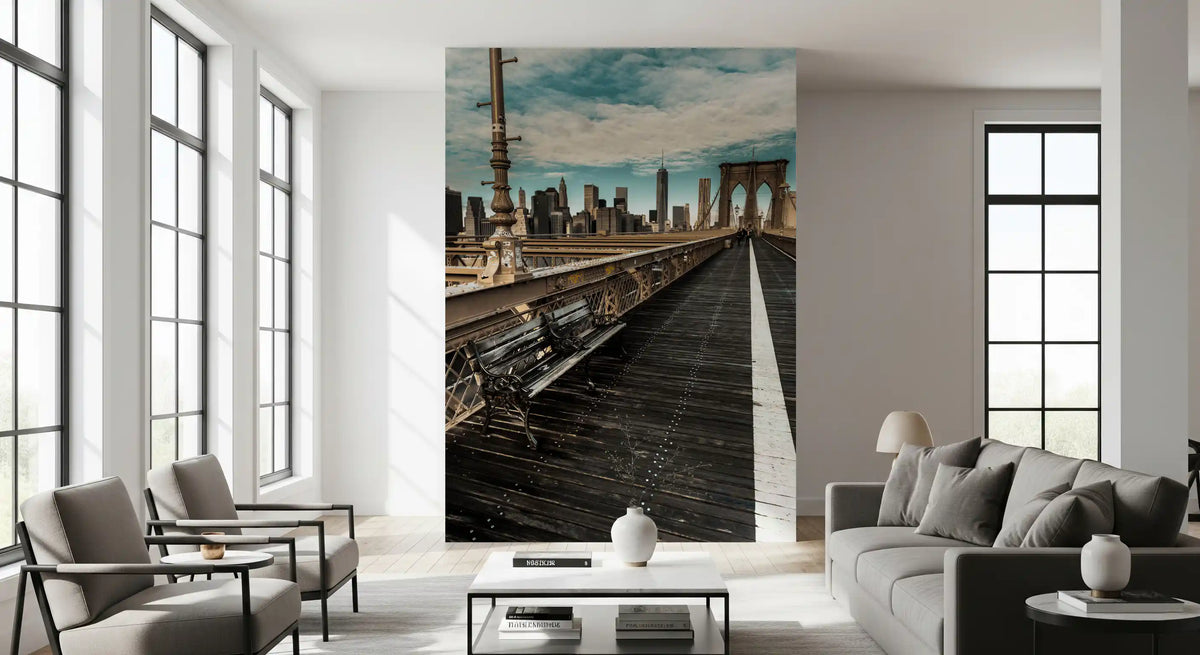 Brooklyn Bridge Pedestrian Walkway Skyline Wall Mural